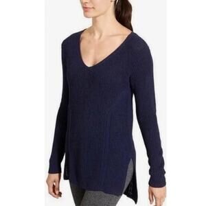 Athleta navy highline v-neck fishermans sweater XS